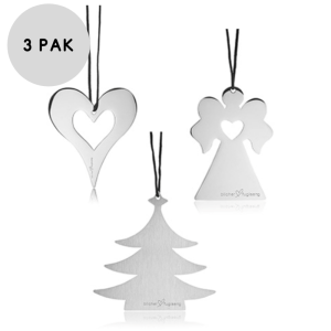 Sølvfarvet julepynt i stål - 3 stk. i pakken