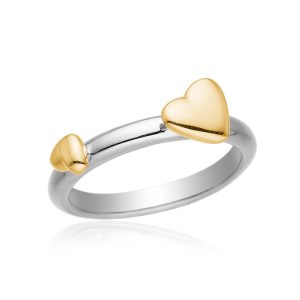 Samlering i sølv med to guldbelagte hjerter