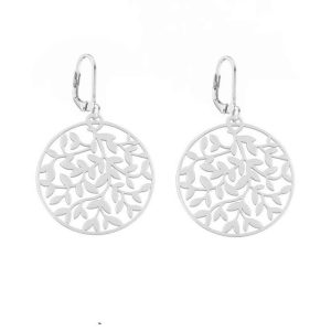 Stor ørepynt i stål med bladstruktur