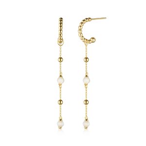 Creoler i forgyldt sølv med kugler og hvid perlemor