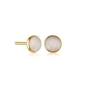 Ørestikker i forgyldt sølv med rosakvarts