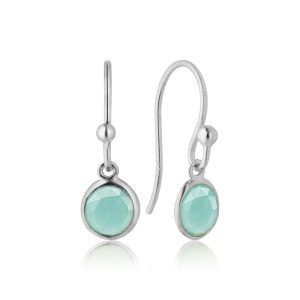 Øreringe i sølv med aqua calcedon