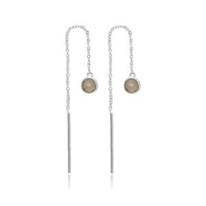 Øreringe i sølv med grå agat