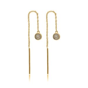 Øreringe i forgyldt sølv med grå agat