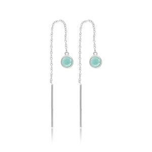 Øreringe i sølv med blågrøn aqua calcedon