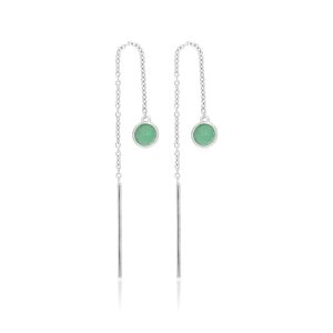 Øreringe i sølv med grøn aventurin