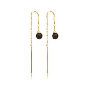 Ørehængere i forgyldt sølv med sort onyx