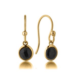 Øreringe i forgyldt sølv med sort onyx