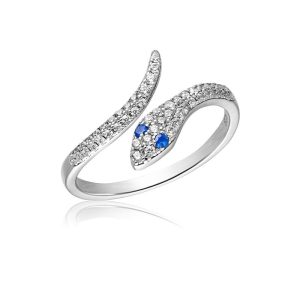 Slangering med hvide og blå zirkonia