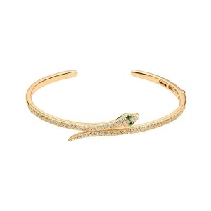 Slangearmbånd med hvide og grønne zirkonia
