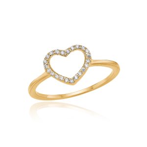 Hjertering i guldbelagt sølv med zirkonia
