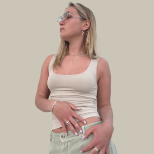 Slangearmbånd med hvide og blå zirkonia