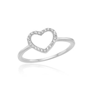 Hjertering i sølv med zirkoner