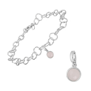 Klips til armbånd med rosakvarts