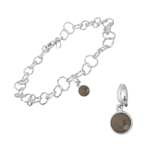 Klips til armbånd med grå agat